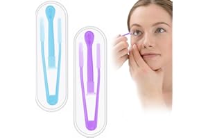ZKGYUS 2Pcs Pinces a lentilles de Contact, Pince à épiler en Silicone, Ventouse Lentille Souples et rigides pour lentilles de Contact avec boîte pour Voyage (Bleu/Violet)