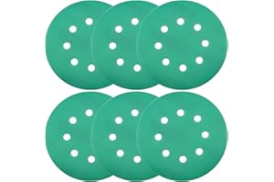 Q227-125mm Green Film Round Sanding Discs Pads, 50PCS 8 Holes Hook and Loop Sanding Pads, Ceramic Abrasives Sandpaper Sheet, 10 of Each Grit 1000/1200/1500/2000/2500 - D DMS DIMEISI