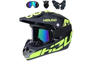 UIGJIOG Casco Motocross Bambino Set,Casco da Cross,Casco Integrale Da Motocross Adulti E Bambini,Casco da downhill integrale MTB