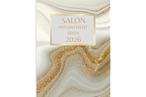 Salon Appointment Book 2026 And Diary: Dated Planner 7am-8.45pm, 15 Minute Appointment Slots, Goals, Reminders, To Do Lists: Beautiful White Gold Cover A4, Contact Lists, Gift For Special Occasions
