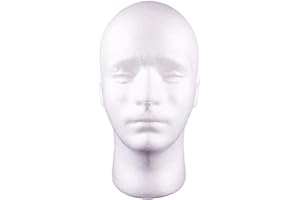 Gemini_mall® Tête de mannequin homme en polystyrène, Support pour perruques, chapeaux, Couleur blanc