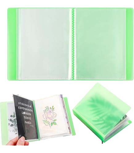 OTCRAFT 20 pagine80 tasche/2 set di grandi adesivi trasparenti per foto, fustelle e fustelle per riporre libri, cartoline, adesivi, foto, timbri trasparenti e fustelle da taglio