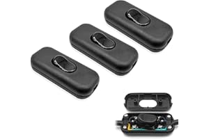 JOYVOX 3 Pcs Lamp Switch, Black Inline Light Control for Lamps and Small Appliances, Easy Installation In Line Cord, Durable Torpedo Design, 2 or 3 Core