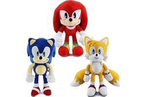 Maomoto Sonic Plush Classic Hedgehog Plush Toy 12" The Hedgehog Toy Plush Figure Sonic Tails Knuckles Shadow Plush Doll for Boys Girls Surprise Gift (3 PCS)