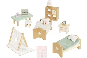 Le Toy Van - Wooden Doll House Daisylane Children's Bedroom Play Set For Dolls Houses | Dolls House Furniture Sets - Suitable For Ages 3+