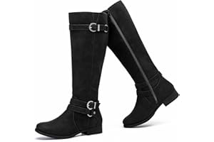Ruiee Women's Knee High Boots - Stylish Comfortable Flat Round Toe Tall Riding Combat Boots Classic Side Zipper Closure Fall Winter Boots for Women.