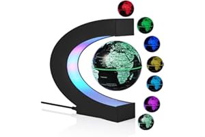 DIDWI Boule de Lévitation Magnétique Multicolore Changement LED Boule Flottante Flottant Rotatif Carte du Monde Lampe Décorative Cool Cadeaux Veilleuse pour Bureau Maison Décoration de Bureau