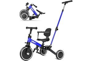 XJD Triciclo Evolutivo de Bebé 5 en 1, Bicicleta Bebe 1-6 años, De Triciclo a Bicicleta con o sin Pedales, Ajustable y Transformable