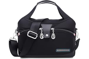 DIRRONA Femme Sac Mode Voyager Sac Bandoulière Multi Poches Imperméable Nylon Sac à Main Femmes Du Quotidien Décontracté Femme Sac de Messager Noir