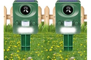 FUNFUNFLY 2024 2x ultradźwiękowy odstraszacz kotów, 5 trybów, zasilany USB lub energią słoneczną, odstraszacz kotów ze słupkiem podłogowym zapobiegającym psom i kotom, ptakom, do ogrodów, pól, przedszkoli