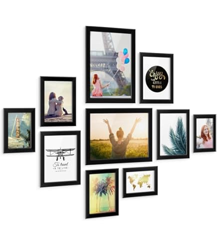 SONGMICS Set van 10 roterende fotolijsten voor foto's van 8 x 10 inch