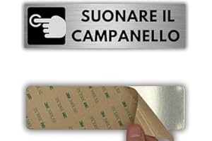 LEIASA | Segnale Adesivo Suonare Campanello - 5x18 cm - Spessore 0,8 mm - Alluminio - Targa Suonare Il Campanello - Premere Campanello - (Indicazione Campanello 2)