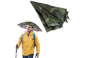 Linsition Angelschirm,Schirmmütze Handfree - Regenschirm-mit wasserdichter Beschichtung, bequemer und Verstellbarer elastischer Stirnband, fest fixierter freihändiger Regenschirm