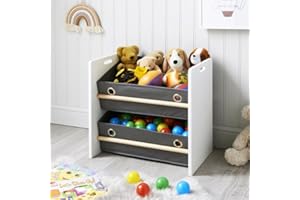 spot on dealz Kids Home 2 Basket Storage Cabinet - Toy Organizer, Clothes Storage, Bookshelf, Multi-Purpose Furniture for Kids’ Room, Nursery, Playroom, and Living Room