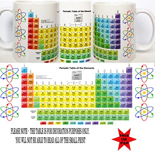 Periodic Table of Elements Ceramic Gift Mug, Dishwasher and Microwave Safe. Gift for Students and Scientists. Can be Personalized with Any Name and or a Short Message