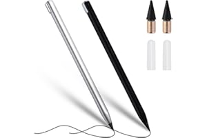 BOBOPACK 2PCS Crayon Infini, Crayon Sans Encre, avec 2 Pointes de Rechange, Réutilisable Stylo sans Encre, pour L'écriture Dessin de Bureau à Domicile Fourniture, Cadeau Enfant(Noir+Argent)