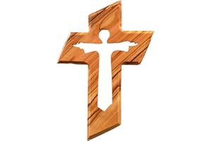 Kassis Geschenkartikel Kreuz mit dem Auferstandenem Jesus aus Olivenholz – handgefertigtes Wandkreuz aus Bethlehem – Spirituelles Geschenk für christliche Anlässe