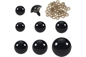 TOAOB THE ONE AND ONLY BABY TOAOB 50 unidades de ojos de seguridad de 16 mm a 30 mm de plástico negro para manualidades, muñecas, ojos, ojos de botón con arandelas para ganchillo, muñecas, marionetas, peluches, ojos de peluche