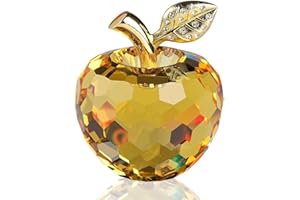 DOJOZ Kristall-Apfel, Valentinstagsgeschenk, Briefbeschwerer, Basteldekoration, Tischdekoration, Statue, Heimdekoration (gelb)