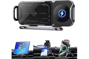 CHENRI 2024 High Intelligent Mobile Phone/Pad Holder, Kabelloses Autoladegerät Handyhalterung, 2 in 1 Automatisch Drehbar Tablet Halterung Auto, 15W Magnetisches Autoladegerät für Faltbare Handys (Silber)