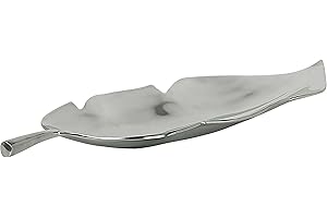 Beliani Plato Decorativo de Metal Plateado de Aluminio Hoja 68 cm Brillante Glamour Amrus