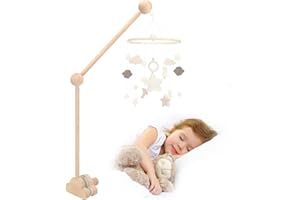 Farerkass Support Mobile Bebe Bois, Support pour Mobile Bébé Réglable en Hauteur, Idéal pour Lit de Bébé et Table à Langer, Suspension Carillons Éoliens et Décoration pour Chambre Fille et Garçon
