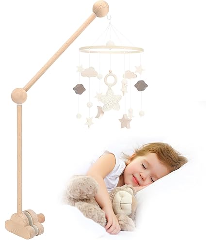 Mobile Lit Bebe Mobile Lit Bébé, Pendule Nuage Mobile Bébé Velours Décoration Berceau 42x23cm Suspension Réglable Sécurité Douce Cadeau Naissance Pour Chambre Bébé, Poussette Éveil Sensoriel Mobile Pour Bébé En Tissu