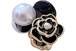 SRLIYA Pinza para el Pelo con Flor de Camelia, Pinza para el Pelo con Perlas Artificiales, Flor Multifuncional Simple para Fiesta (Negro)