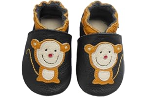 Bemesu Pantoufles en Cuir Chaussures rampantes pour bébés Pantoufles Filles et garçons Enfants Premiers Marcheurs en Cuir 0-24 Mois UE 18-24