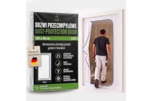 Drzwi przeciwpyłowe 110 × 220 cm do remontu, kurtyna z dwustronnym zamkiem błyskawicznym, oddychająca włóknina polipropylenowa, 1 szt. bez taśmy klejącej