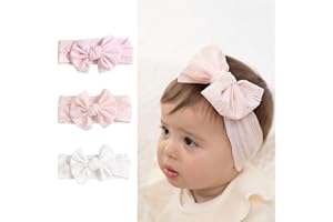SSRDFU Bandeau Bebe Fille - 3 pcs Bébé Fille Nylon Bandeaux Bowknot Bandes De Cheveux Élastiques Doux Mignon Chapeaux pour Enfants Nourrissons Tout-Petits,Bandeau Cheveux Enfant