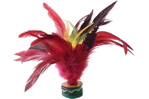 SquarezhenBo Red Kick-Federball, 20 cm, farbecht, bunte Federn, chinesischer Federball, für Erwachsene, chinesischer Jianzi-Fußfeder-Sportball für drinnen und draußen, Tennis- und