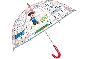 PERLETTI Parapluie Enfant Garçon Ouverture Manuelle - Parapluie Transparent Cloche Bleu Jaune Vert - Résistant au Vent pour Petits Enfants 3 4 5 Ans Réfléchissant - Diamètre 64 cm