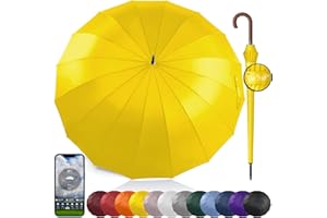 Royal Walk Ombrello Pioggia Antivento Grande 54 Pollici Ombrello Portatile Automatico Aperto Per 2 Persone Uomo Di Legno Leggero Resistente 16 Costole Golf Da Viaggio Impermeabile Robusto 120cm Giallo