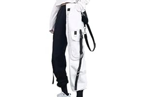 XKBHYD Womens Cargo Pants Y2K Casual Street Style Loose Fit Pants Gothic Rock Pants with Chain