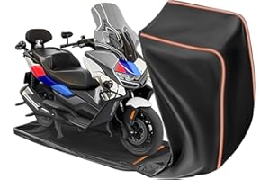 FJWDSC Full Enclosed Motorbike Cover Waterproof Outdoor/Indoor, All Weather Motorcycle Cover Heavy Duty with Reflective Strips Fits Scooter Moped Street/Off Road/Scrambler Motorbike up to 245cm/96"