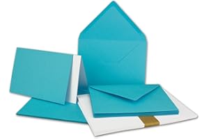 ‎FARBENFROH BY GUSTAV NEUSER 25x Faltkarten SET DIN A6/C6 mit Brief-Umschlägen in Türkis - inklusive Einleger - 14,8 x 10,5 cm - Premium Qualität - FarbenFroh