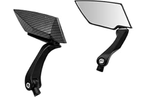 TOTMOX Motorbike Side Mirrors 8mm/10mm Universal Aluminum Carbon Style Diamond Blade Design Rear View Mirrors for Motorbike Motorcycle Scooter Mope, etc.