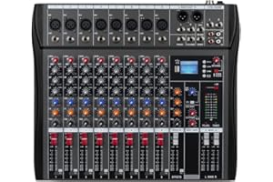 Weymic CK-80 Professional Mixer for Recording DJ Stage Karaoke Music Application w/USB Drive for Computer Recording Input, XLR Microphone Jack, 48V Power, RCA Output for Professional (8-Channel)