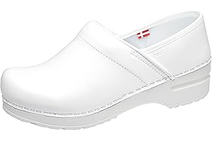 Sanita Professional PU Closed Clog | Original Handmade Flexible Leather Clog for Men | Maximum stability | Anatomical shaped footbed with soft foam | Shock absorbing heel | Biały | 47 EU