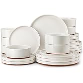 MALACASA Complete Dinnerware Set 8 People, 24 Pieces Modern Stoneware Complete Dinnerware Set with 8 Dinner Plates, 8 Cereal