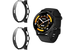 Funrae Hülle Kompatibel mit Garmin Venu 3 [2 Stück], PC Gehäuse mit Hartglas Displayschutz Schutzhülle Vollschutz Kratzfest Ultradünner Puffer Schutz Case - Schwarz