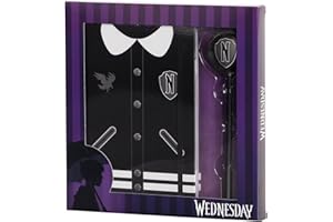 Karactermania Mercredi Varsity-Coffret Cadeau avec Journal et Stylo à Bille Fashion, Noir