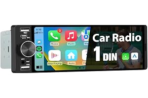 1 DIN universell bilradio med Carplay, Android-bil, 6,28 tum | med bakre kamera, onlinenavigering, typ C/USB/AUX-port, Blueto