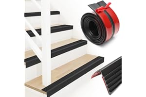 MIUUIPI Protector antideslizante para bordes de escaleras, perfil autoadhesivo, antideslizante para exteriores e interiores (negro, 4 m)