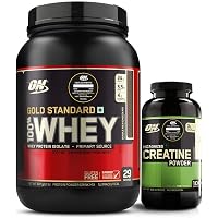 Optimum Nutrition (ON) Gold Standard 100% Whey Protein Powder - 2 lbs, 907 g (Double Rich Chocolate) + Micronized Creatine Monohydrate Powder - 300 Grams (Unflavored)