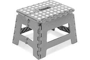 KEPLIN Taburete Plegable Resistente de 9 Pulgadas | Reposapiés Plegable Antideslizante para niños pequeños, niños y Adultos | Escalera de plástico portátil y Ligero con asa de Transporte para