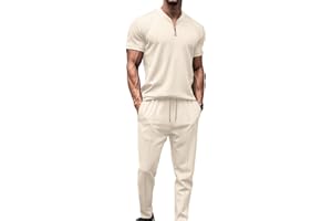 DONYKARRY 2 Piezas Chándales Para Hombre Chandal Verano Chándal Traje Casual Con Blusa De Manga Corta + Pantalones Largos