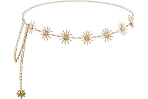 GWAWG Women Metal Sun Waist Chain, Adjustable Gold Chain Belt, Unique Body Chains for Women, Perfect for Dress, Beach, Party, and Daily Outfits, Elegant Belly Chain Accessory
