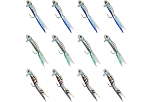 YZD Tête Plombée avec Plumes Leurre Minnow Feather Jig Leurre de pêche pour Panfish Crappie Sunfish Bluegill Perch Doré Crappie Nipper Pêche Marabou Plume Jig Micro Crochet Tête